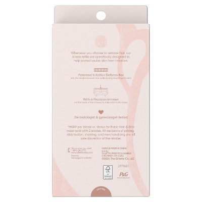 Venus For Pubic Hair and Skin Value Pack Razor Handle + 4 Blade Refills - Missing Box