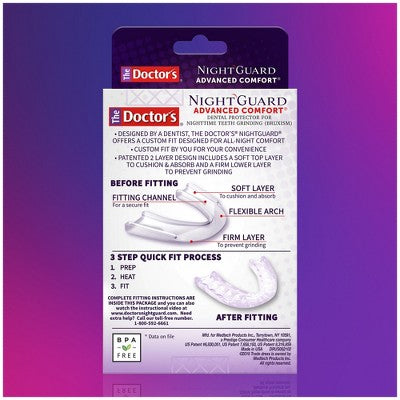 Protector bucal nocturno Advanced Comfort de The Doctors para el bruxismo nocturno (1 unidad) con estuche - Caja imperfecta