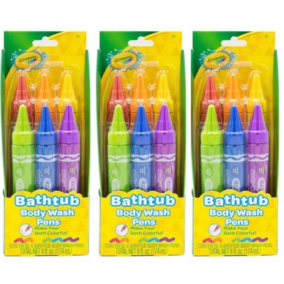 Crayola Body Wash Bath Pens Unscented 3pk/6 fl oz - New
