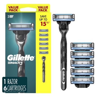 Paquete económico de mango de afeitadora Gillette Mach3 + 6 recambios de cuchillas - Caja imperfecta