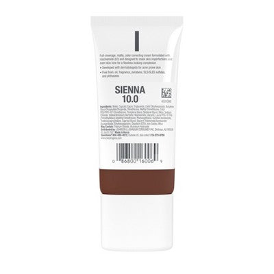 Neutrogena Clear Coverage Flawless Matte Color Correcting Cream, Full-Coverage 10.0 Sienna - New