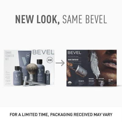 Kit de afeitado Bevel para hombre: maquinilla de afeitar y brocha de seguridad, crema de afeitar, aceite preafeitado, bálsamo postafeitado (40 hojas) - Imperfect Box