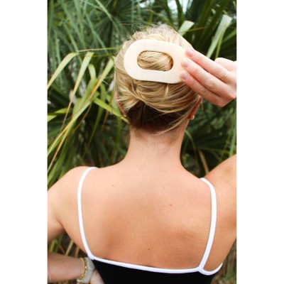 TELETIES Horquilla para el pelo redonda plana mediana color beige almendra - Nuevo