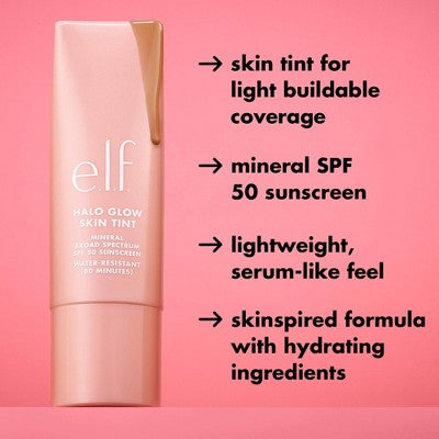 e.l.f. Halo Glow Skin Tint Foundation Mineral SPF 50 2 Fair Warm 1 fl oz - Imperfect Box