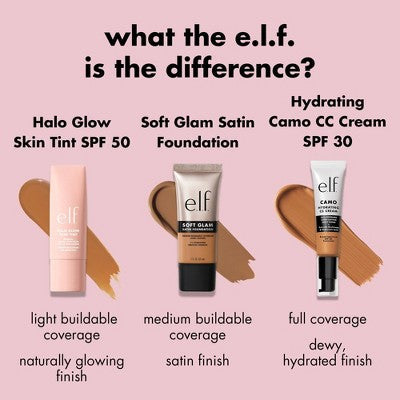 e.l.f. Halo Glow Skin Tint Light Coverage Foundation SPF 50 7 Medium Warm 1 fl oz - Imperfect Box