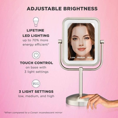 Espejo de maquillaje LED Conair plateado - Caja imperfecta