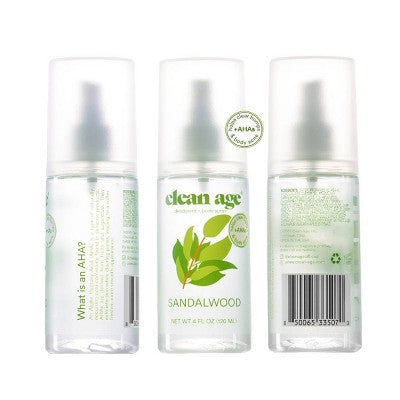 Desodorante y spray corporal Clean Age Sandalwood AHA para adolescentes, 113 ml (4 onzas líquidas) - Nuevo