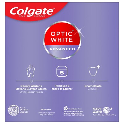 Pasta dental blanqueadora Colgate Optic White Sparkling White, 3.2 oz (paquete de 3) - Caja imperfecta