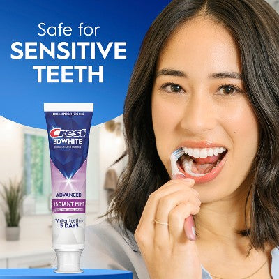 Crest 3D White Advanced Teeth Whitening Toothpaste 3.3oz/3pk - Imperfect Box