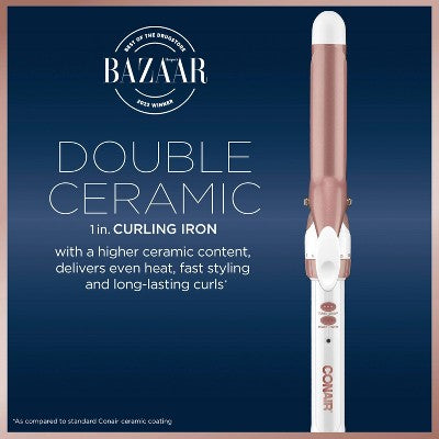 Rizador de pelo Conair Double Ceramic Rose Gold de 1 pulgada - Caja Imperfect