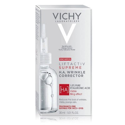 Vichy LiftActiv 1.5% Hyaluronic Acid Wrinkle Corrector, Hyaluronic Acid Face Serum with Vitamin C  1.01 fl oz - Imperfect Box