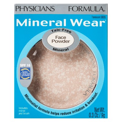 Polvos compactos Mineral Wear de Physicians Formula (sin talco), beige claro, 0.3 oz - Nuevo
