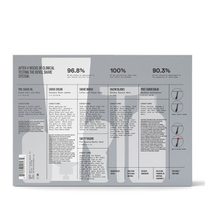 Kit de afeitado Bevel para hombre: maquinilla de afeitar y brocha de seguridad, crema de afeitar, aceite preafeitado, bálsamo postafeitado (40 hojas) - Imperfect Box