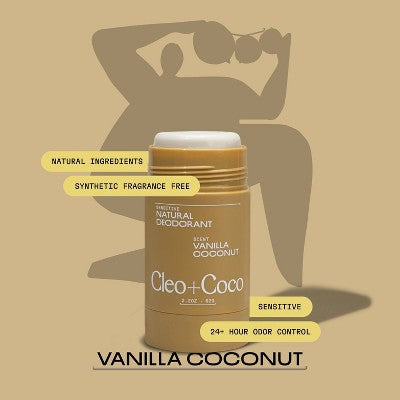 cleo+coco. Body and Hair Antiperspirants and Deodorant Powder Coconut Vanilla 0.88oz - New