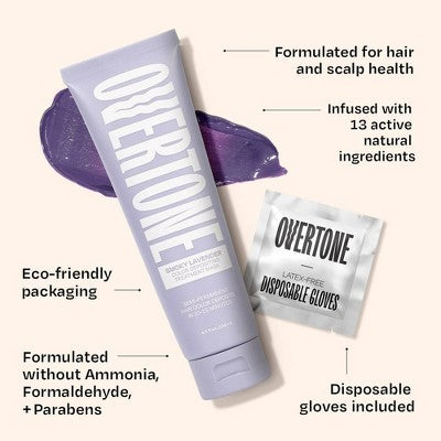 Overtone Smoky Lavender Hair Mask Semi-Permanent Hair Dye & Color Conditioner- Vegan - New