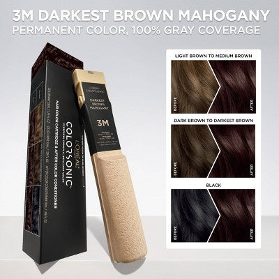 L'Oreal Paris Colorsonic Permanent Hair Color Cartridge Darkest Brown Mahogany 3M - Missing Box