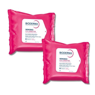 Bioderma Sensibio H2O Facial Cleansing Wipes 25ct/2pk - New