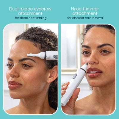 Conair Girlbomb Wet and Dry Cordless Rechargeable Face Shaver with Nose, Ear, Eyebrow and Bikini Trimmer Attachments Set 6pc - Imperfect Box