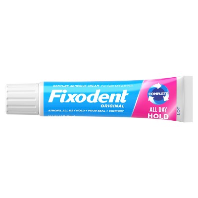 Crema adhesiva para prótesis dentales Fixodent Original Complete, 2.4 oz (paquete de 3) - Caja para imperfecciones