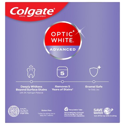 Pasta dental blanqueadora Colgate Optic White Adv Icy Fresh, 3.2 oz (paquete de 3) - Caja imperfecta