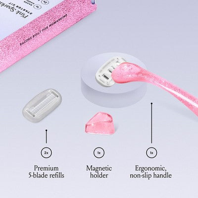 Maquinilla de afeitar reutilizable Billie con mango y soporte magnético para mujer, 5 recambios de cuchillas - Nueva