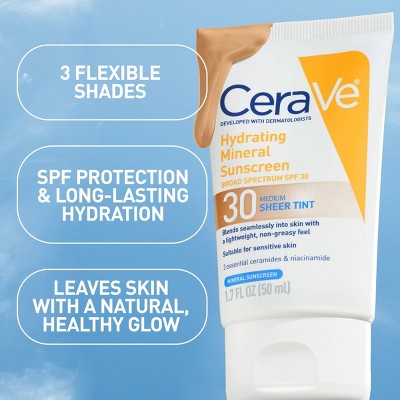 CeraVe Hydrating Mineral Tinted Face Lotion SPF 30 Medium 1.7 fl oz - Imperfect Box
