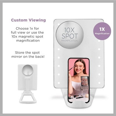 Espejo de maquillaje para redes sociales con iluminación LED Hollywood de Conair, blanco - Imperfect Box