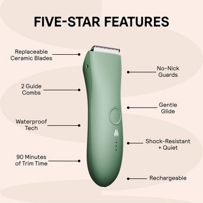 Recortador de vello púbico y corporal Meridian Trimmer Original para hombres y mujeres, recortador de cintura, testículos y zona del bikini - Salvia