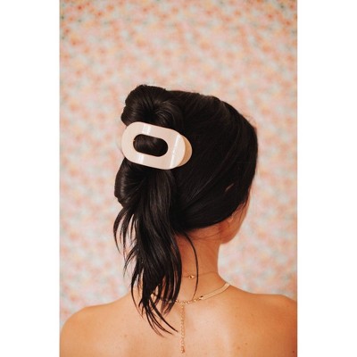 TELETIES Horquilla para el pelo redonda plana mediana color beige almendra - Nuevo