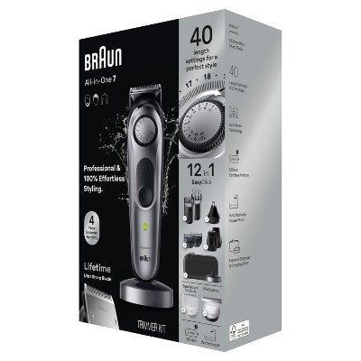 Recortadora de barba, cuerpo y cabello Braun Series 7 AiO7440 recargable 12 en 1 - Caja imperfecta