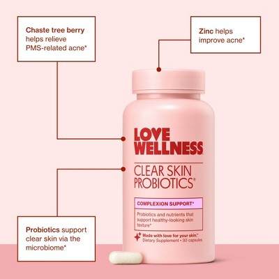 Love Wellness Clear Skin Probiotics for Clear and Healthy Skin 30ct - New
