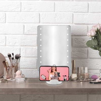 Espejo de maquillaje para redes sociales con iluminación LED Hollywood de Conair, blanco - Imperfect Box