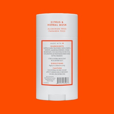 Native Solid Deodorant for Men & Women Citrus & Herbal Musk 2.65oz - New