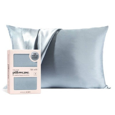 Kitsch Queen Size Satin Standard Pillowcase Thread Count Blue - Imperfect Box
