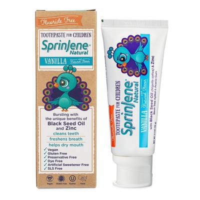 SprinJene Natural Kids Fluoride Free Toothpaste Vanilla 3.5oz - Imperfect Box