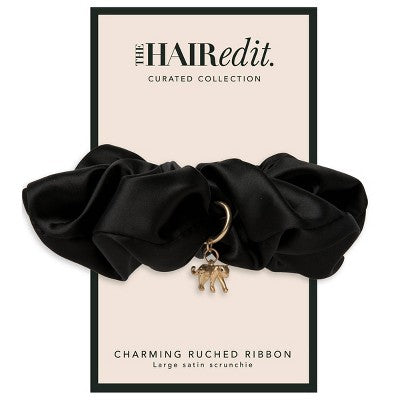 The Hair Edit Charming Ruched Ribbon Satin Scrunchie - Imperfect Box