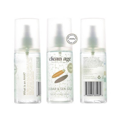 Desodorante y spray corporal Clean Age Cedar &amp; Sea Salt AHA para adolescentes, 113 ml (4 onzas líquidas) - Nuevo