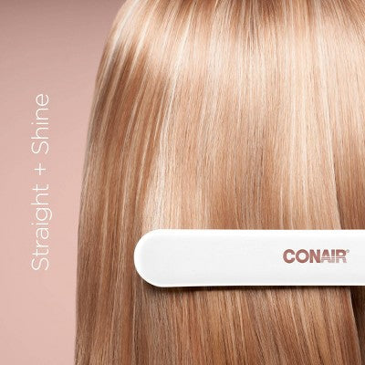 Plancha de pelo de cerámica doble Conair blanca de 1" - Caja imperfecta