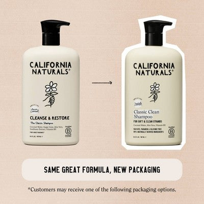 Champú clásico de coco California Naturals, 16.5 onzas líquidas - Nuevo