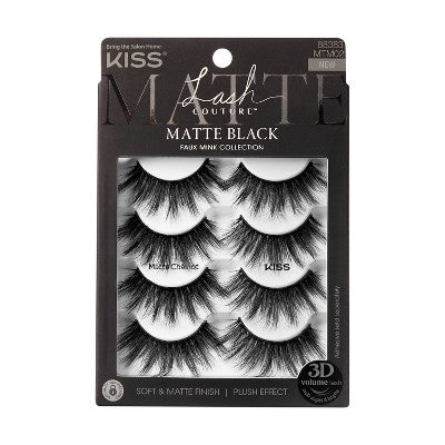 KISS Products Lash Couture Matte Black False Eyelashes Matte Cheviot 8ct - New