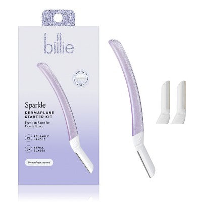 Kit de inicio de dermaplaning Billie Sparkle con mango reutilizable y 3 cuchillas de repuesto - Caja imperfecta