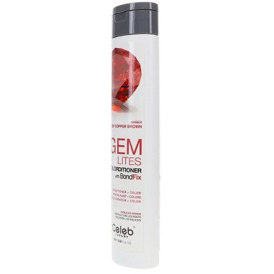 Acondicionador de color Celeb Luxury Gem Lites con BondFix Amber Deep Copper Brown 8.25 oz - Nuevo