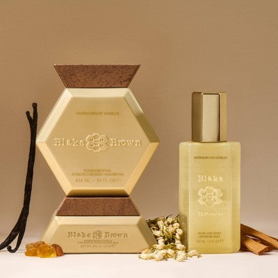 Blake Brown Bruma refrescante para cabello y cuerpo con sándalo y vainilla, fragancia cálida de vainilla, 147 ml (5 onzas líquidas) - Nuevo