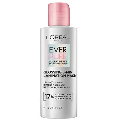 Mascarilla laminadora y brillante L'Oréal Paris EverPure sin sulfatos, 147 ml (5.1 oz líq.) - Envase imperfecto