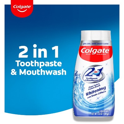Pasta dental y enjuague bucal Colgate 2 en 1 con gel blanqueador, 127 g (nuevo)