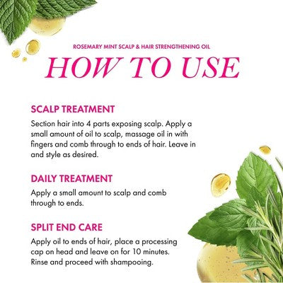 Aceite Mielle Organics de romero y menta para el cuero cabelludo y el cabello, fortalecedor, 56 ml (2 onzas líquidas) - Envase imperfecto