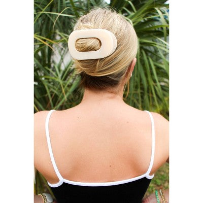 TELETIES Horquilla para el pelo redonda plana mediana color beige almendra - Nuevo