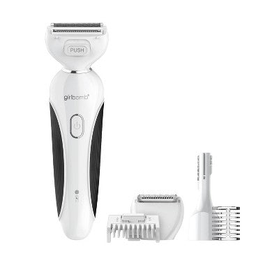 Conair Girlbomb Wet and Dry Cordless Rechargeable Foil Body Shaver with Facial,Eyebrow and Bikini Trimmer Attachments Set - 5pc