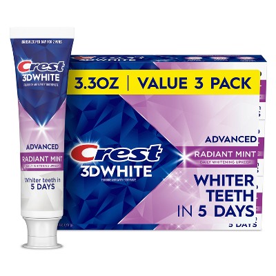 Crest 3D White Advanced Teeth Whitening Toothpaste 3.3oz/3pk - Imperfect Box