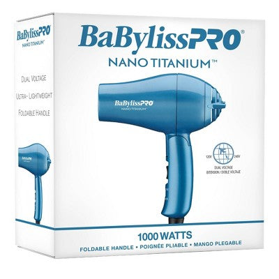 Secador de pelo de viaje BaBylissPRO Nano Titanium azul - Caja imperfecta